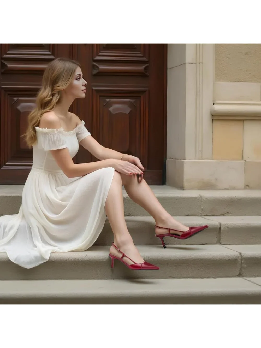 Women's Burgundy Matte Kitten Heels w/ Bow Pointed Close Toe Pumps Dress Shoes